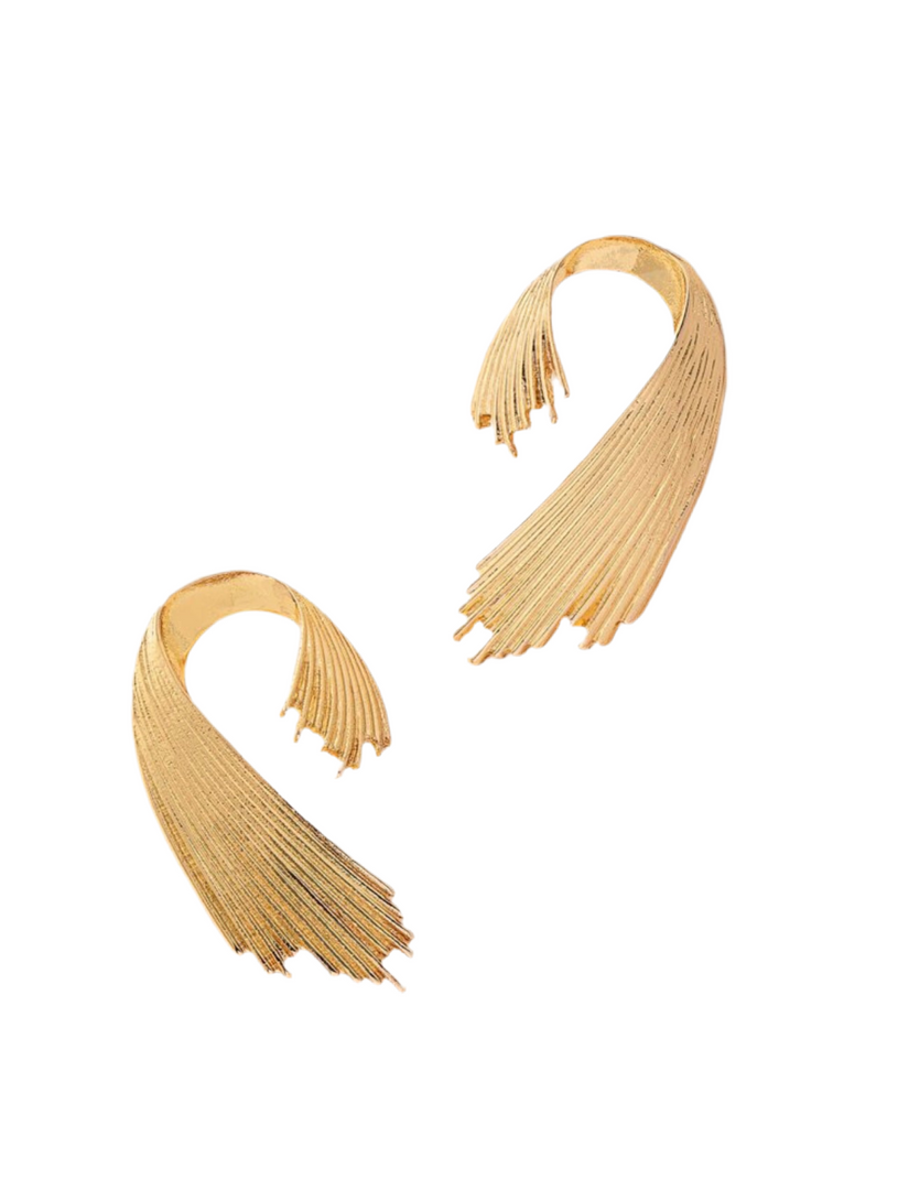 QUESTION MARK TEXTURED GOLD EARRINGS